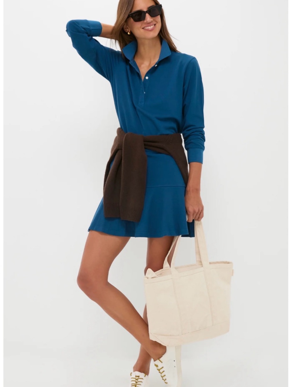 NWT Tuckernuck Poseidon Long Sleeve Pique May Polo Dress - Medium
